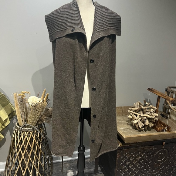 100% CASHMERE Elegant Cowl Neck Sweater Vest - Picture 1 of 5